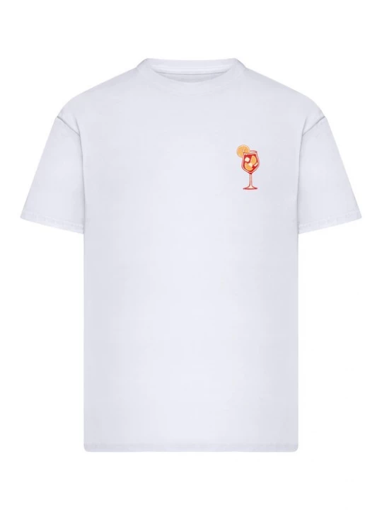 Foto van product Mister Tee Shirt 'Orange Sip' lichtgeel / oranje / rood / wit