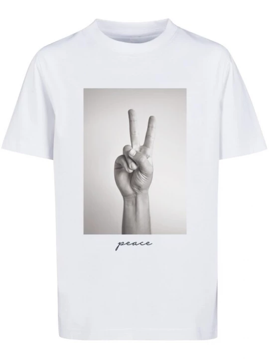 Foto van product Mister Tee Shirt 'Peace' grijs / zwart / wit