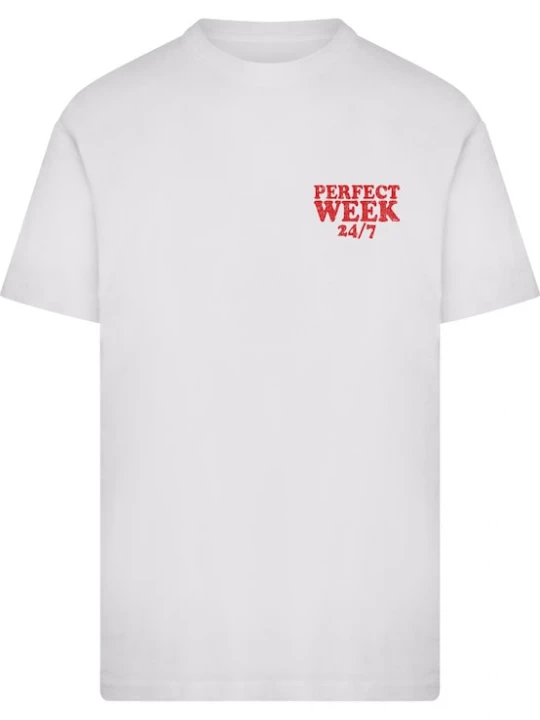 Foto van product Mister Tee Shirt 'Perfect Week' rood / wit / offwhite