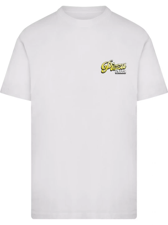 Foto van product Mister Tee Shirt 'Pizza Plaza Luigi Maggiore' oranje / rood / watermeloen rood / wit