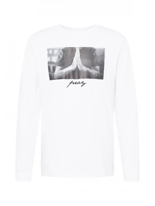 Foto van product Mister Tee Shirt 'Pray' grijs / antraciet / zwart / wit