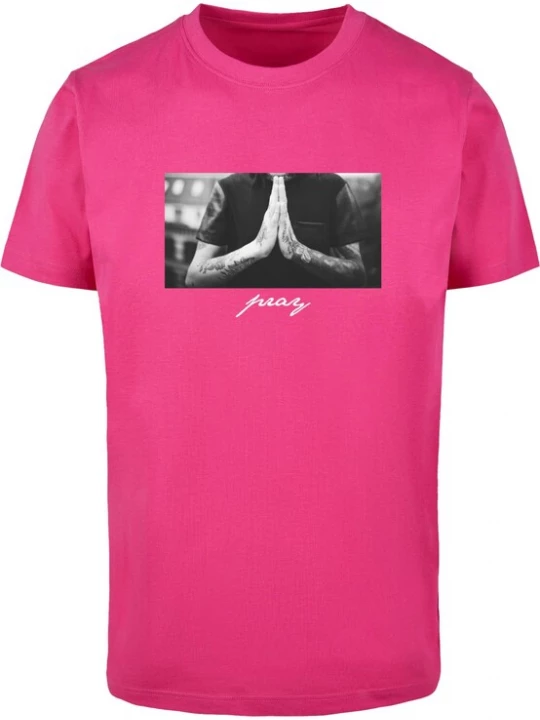 Foto van product Mister Tee Shirt 'Pray' grijs / pink / zwart / wit