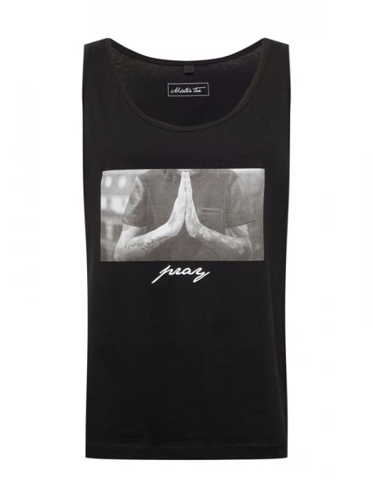 Foto van product Mister Tee Shirt 'Pray' grijs / zwart / wit