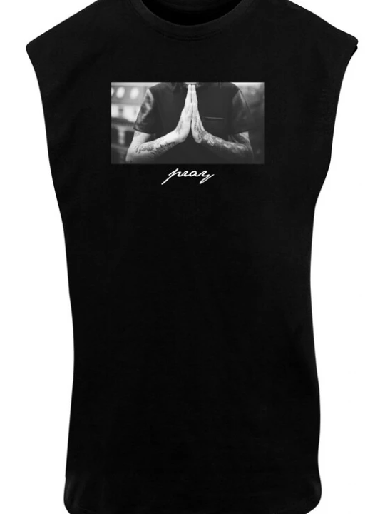 Foto van product Mister Tee Shirt 'Pray' grijs / zwart / wit