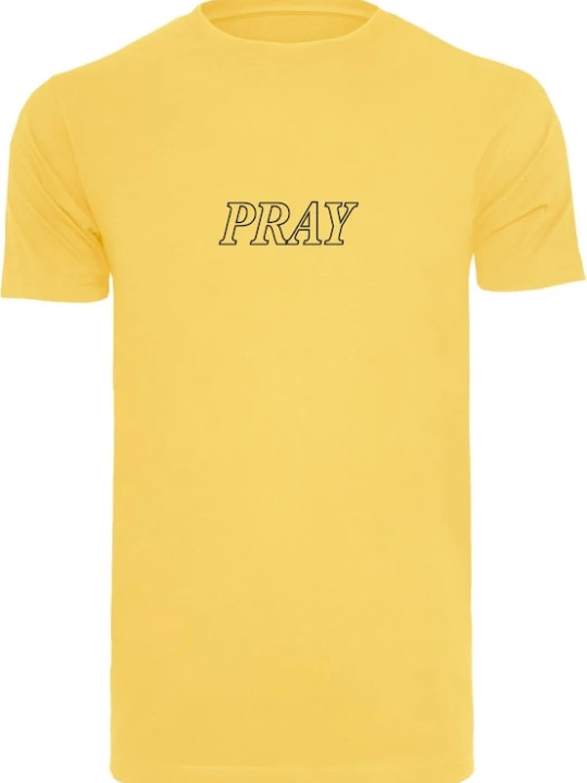 Foto van product Mister Tee Shirt 'Pray Hands' geel / zwart