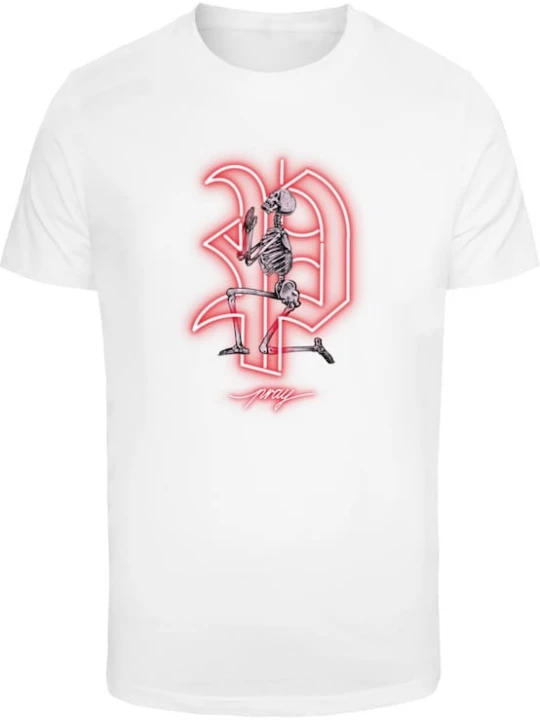 Foto van product Mister Tee Shirt 'Pray Neon Skull' neonrood / zwart / wit