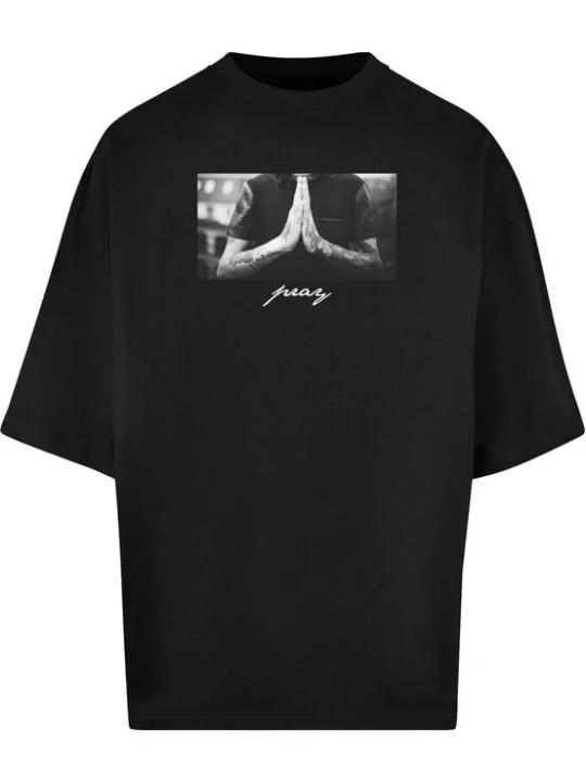 Foto van product Mister Tee Shirt 'Pray New' lichtgrijs / zwart