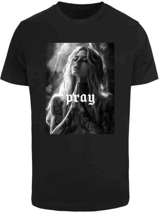 Foto van product Mister Tee Shirt 'Praying Girl' grijs / donkergrijs / zwart / wit