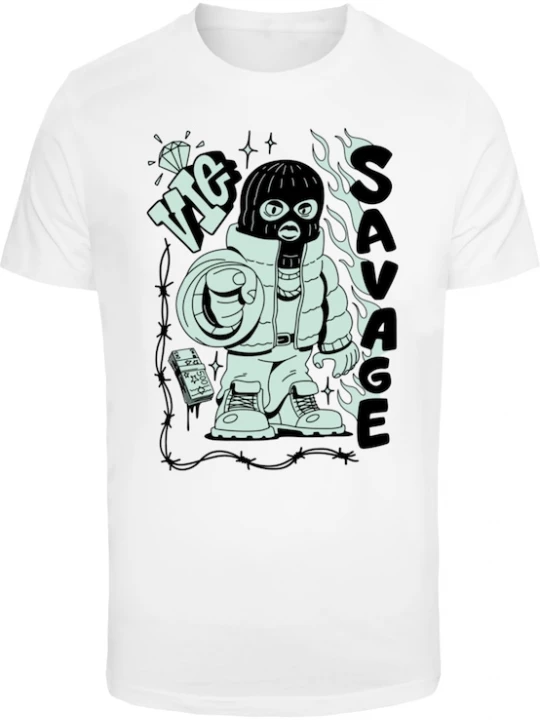 Foto van product Mister Tee Shirt 'Savage Balaclava' mintgroen / zwart / wit