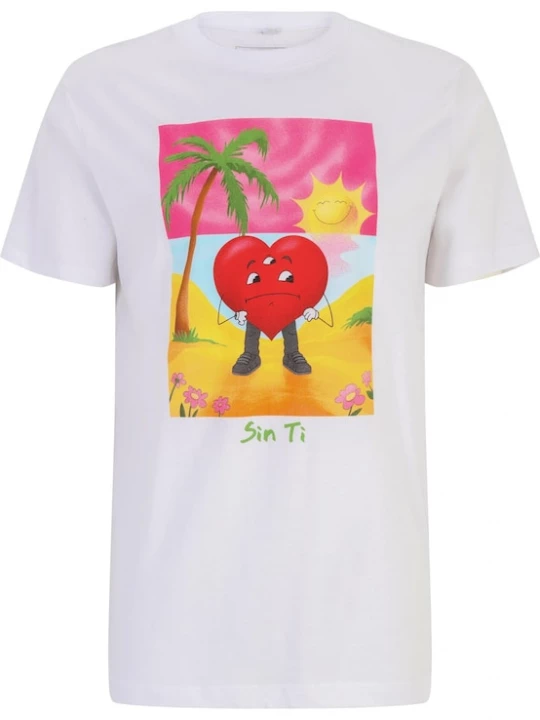 Foto van product Mister Tee Shirt 'Sin Ti 01' oranje / lichtroze / vuurrood / wit