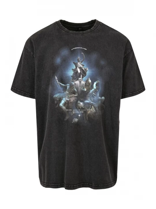 Foto van product Mister Tee Shirt smoky blue / zwart / wit