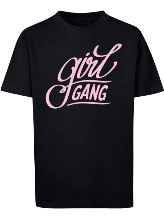 Foto van product Mister Tee Shirt 'The Girl Gang' lichtroze / zwart