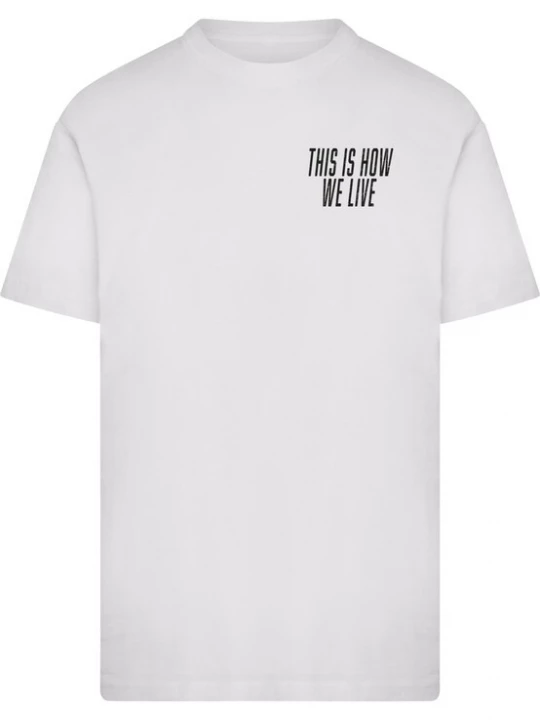 Foto van product Mister Tee Shirt 'This Is How We Live' zwart / wit