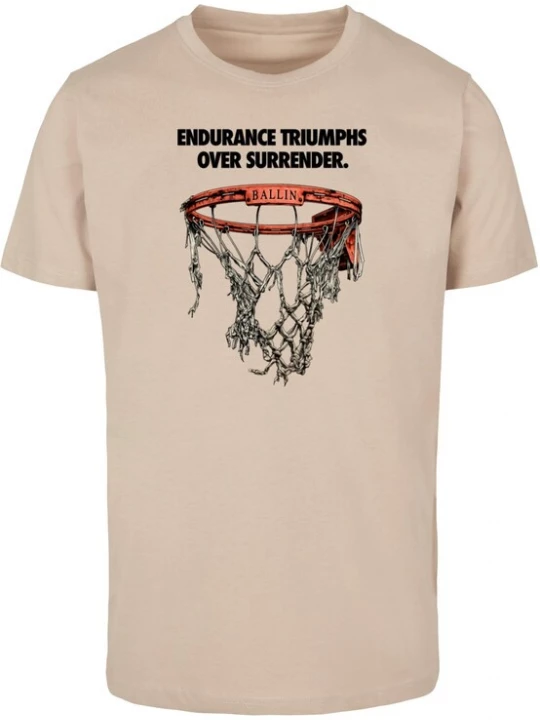 Foto van product Mister Tee Shirt 'Triumph Over Surrender' beige / lichtbeige / oranje / zwart