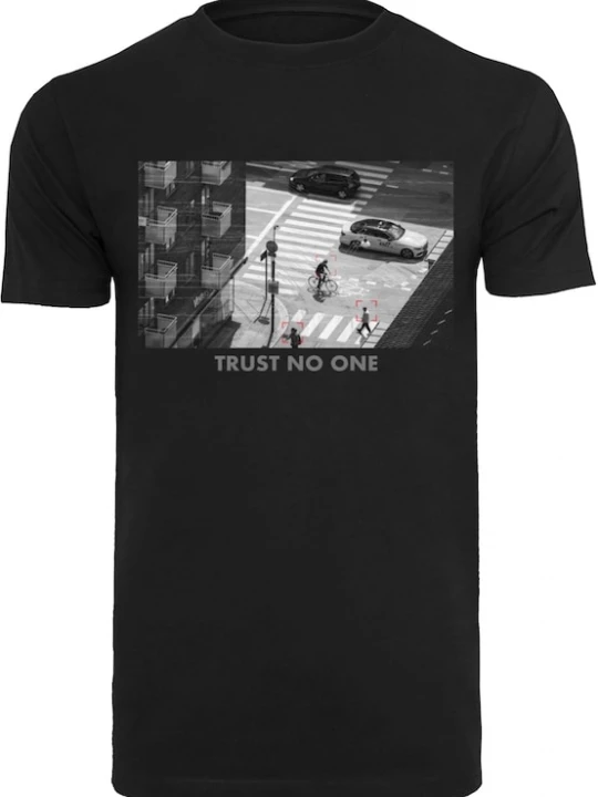 Foto van product Mister Tee Shirt 'Trust No One' grijs / lichtgrijs / zwart