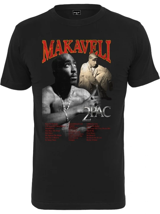 Foto van product Mister Tee Shirt 'Tupac Makaveli' grijs / lichtrood / zwart