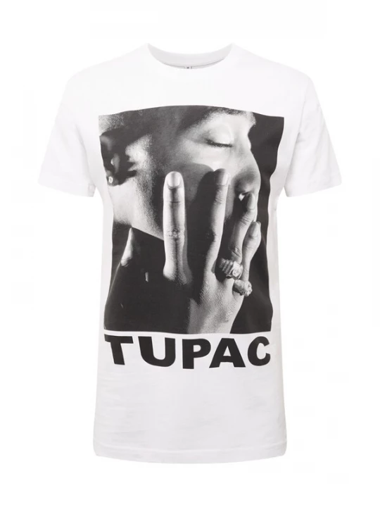 Foto van product Mister Tee Shirt 'Tupac Profile' grijs / zwart / wit