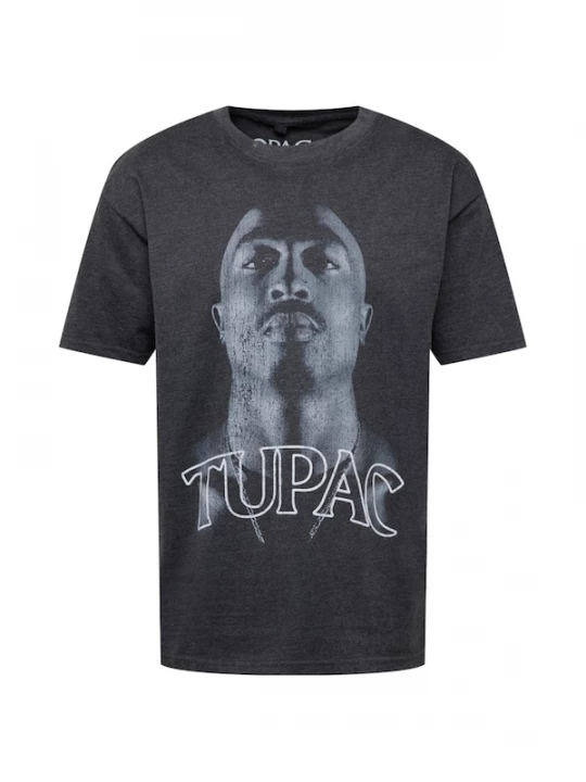 Foto van product Mister Tee Shirt 'Tupac Up' grijs / donkergrijs / wit