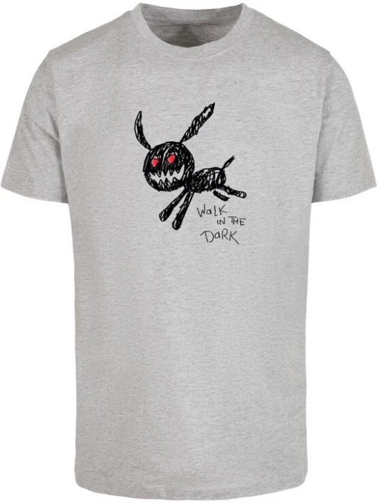 Foto van product Mister Tee Shirt 'Walk In The Dark' grijs gemêleerd / bloedrood / zwart