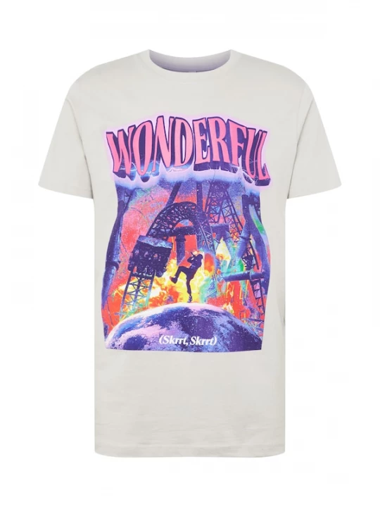 Foto van product Mister Tee Shirt 'Wonderful' geel / lichtgrijs / lila / donkerlila