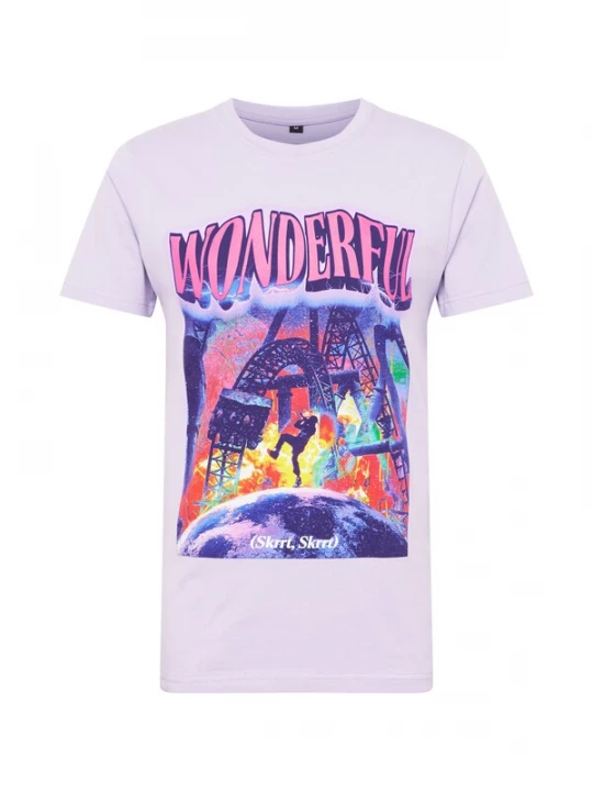 Foto van product Mister Tee Shirt 'Wonderful' geel / lichtlila / donkerlila / vuurrood