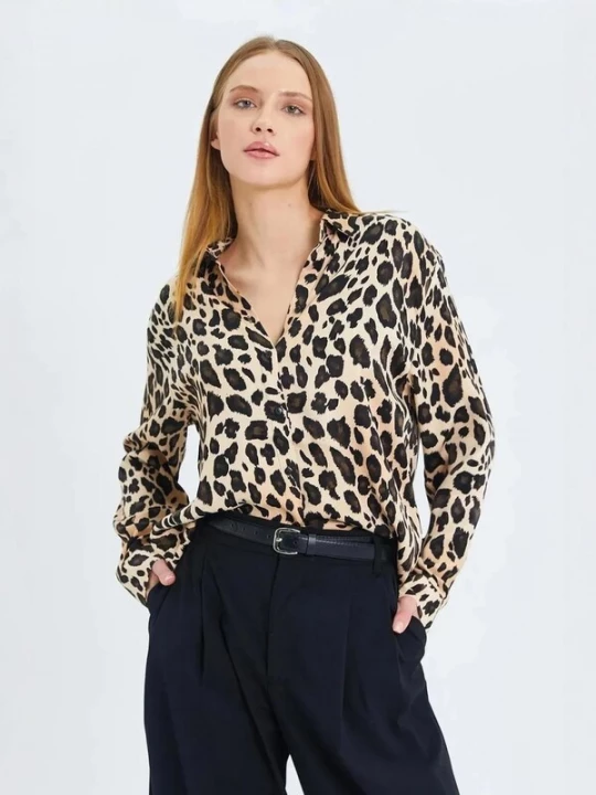 Foto van product MixRay Blouse beige / bruin / zwart