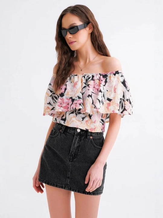 Foto van product MixRay Blouse beige / rosa / zwart