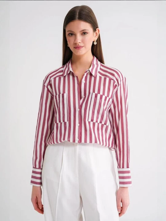 Foto van product MixRay Blouse bourgogne / wit