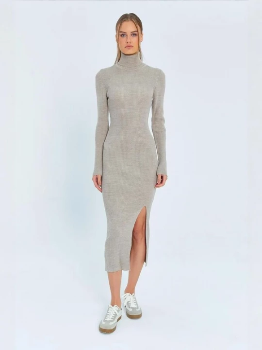 Foto van product MixRay Gebreide jurk beige