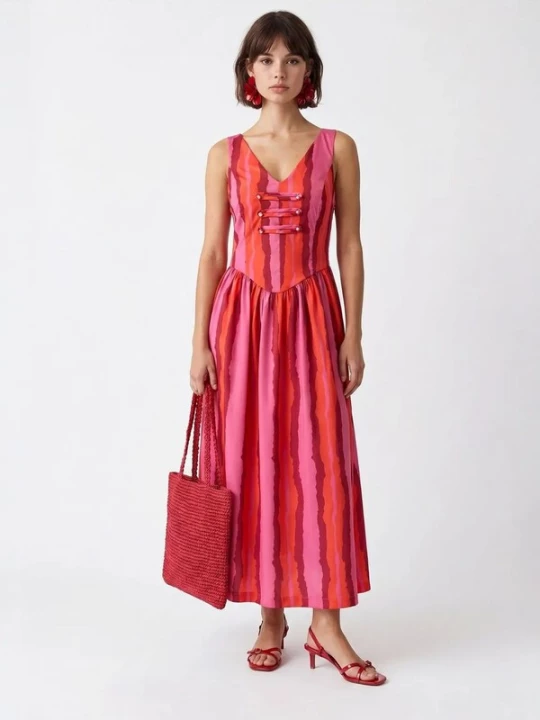 Foto van product MixRay Jurk lichtroze / oranjerood / donkerrood