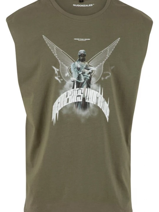 Foto van product MJ Gonzales Shirt 'Higher Than Heaven V.9' grafiet / olijfgroen / wit