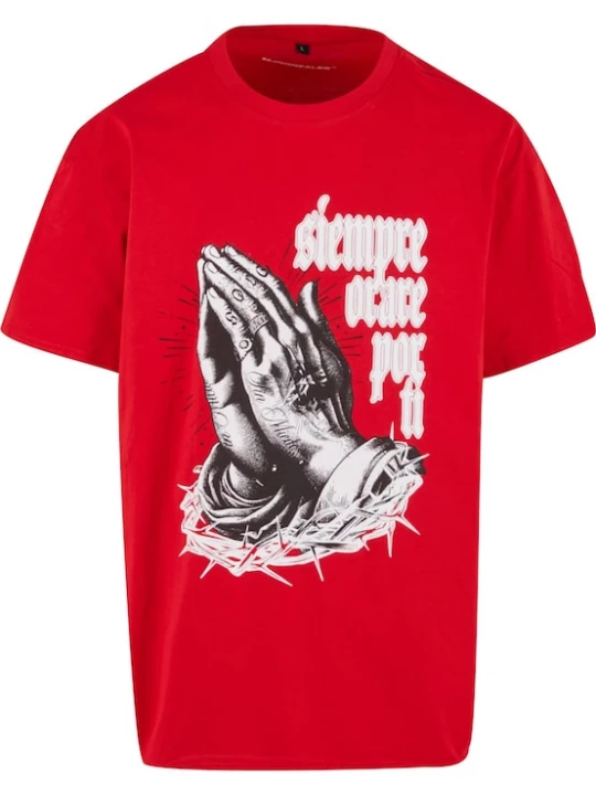 Foto van product MJ Gonzales Shirt 'Pray for you' grijs / rood / wit