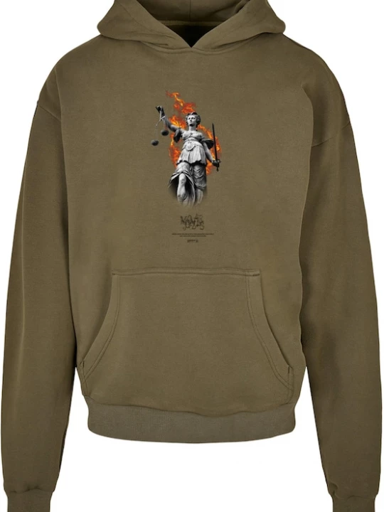 Foto van product MJ Gonzales Sweatshirt 'Justitia' donkergrijs / olijfgroen / oranje / offwhite