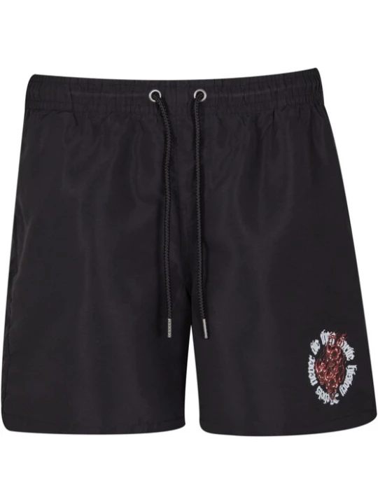 Foto van product MJ Gonzales Zwemshorts 'Rebels never die' cranberry / zwart / wit