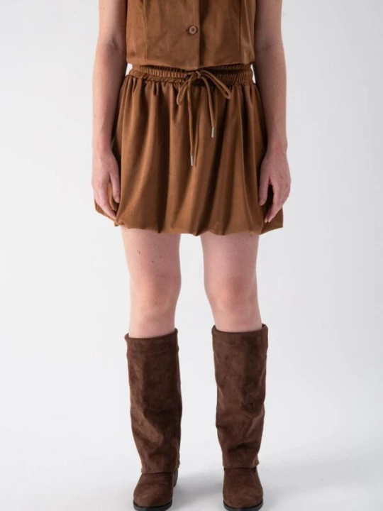 Foto van product MND Rok 'West Suede Balloon' cognac