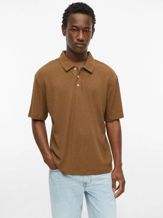 Foto van product Modern fit katoenen polo van crêpe s.Oliver bruin