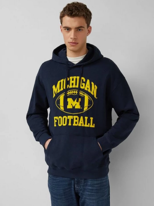 Foto van product Modern fit sweatshirt met capuchon en college artwork s.Oliver blauw