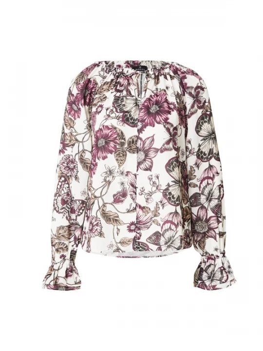 Foto van product monari Blouse lichtbruin / donkerbruin / cyclaam / wit