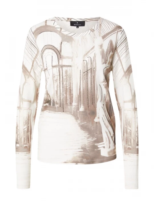 Foto van product monari Shirt bruin / cappuccino / offwhite