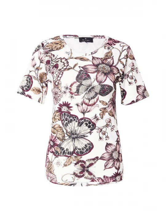 Foto van product monari Shirt camel / bessen / zwart / wit