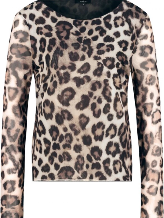 Foto van product monari Shirt lichtbeige / mokka / zwart