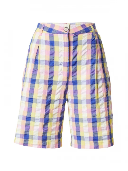 Foto van product Monki Bandplooibroek blauw / geel / pasteloranje / rosa
