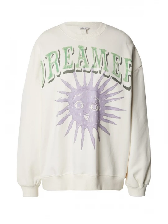 Foto van product Monki Sweatshirt antraciet / kiwi / lavendel / wit