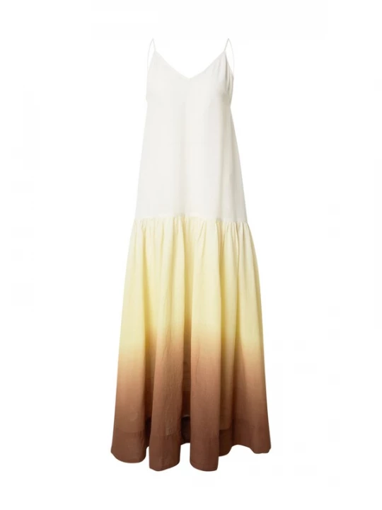 Foto van product Monki Zomerjurk chocoladebruin / lichtgeel / wit