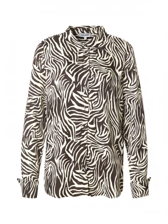 Foto van product MORE & MORE Blouse donkerbruin / offwhite