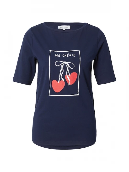 Foto van product MORE & MORE Shirt 'Cherry Hearts' donkerblauw / rood / wit