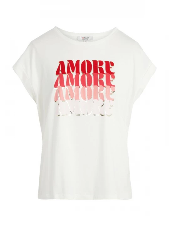 Foto van product Morgan Shirt rosa / robijnrood / zilver / wit