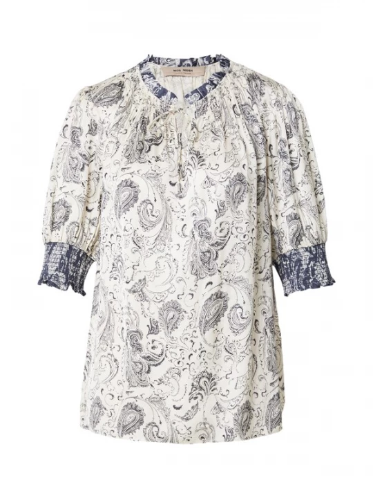 Foto van product MOS MOSH Blouse 'MMHamali' ecru / navy