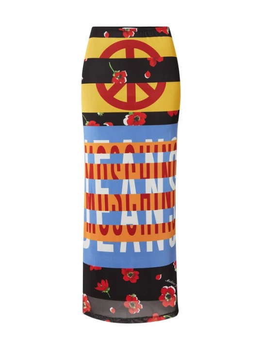Foto van product Moschino Jeans Rok blauw denim / donkerrood / zwart / wit