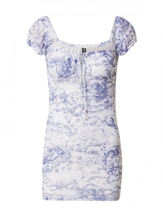 Foto van product Motel Jurk 'Gaina' donkerlila / wit